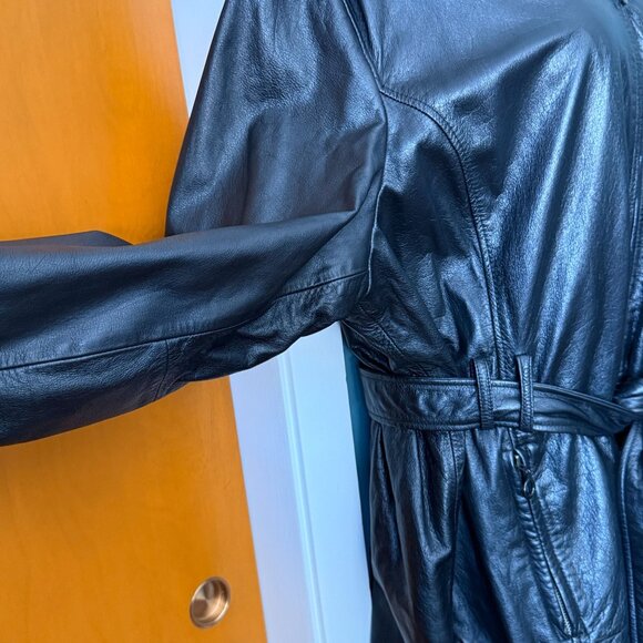 Lane Bryant Black Leather Jacket Belted Womens Size 22/24 Short MOTO Biker - Picture 6 of 16